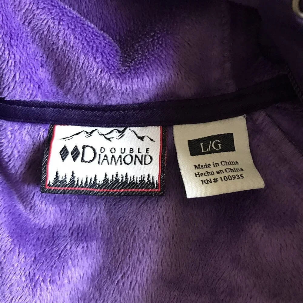 Double Diamond Purple Hooded Soft Shell Jacket Coat Abstract Print Large - Picture 5 of 7